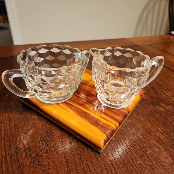 Fostoria Glass Sugar and Creamer W/ Serving Dish Set - Picture 3 of 15